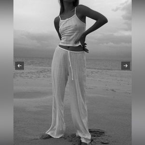 White Rosie Wide Pajama Pants